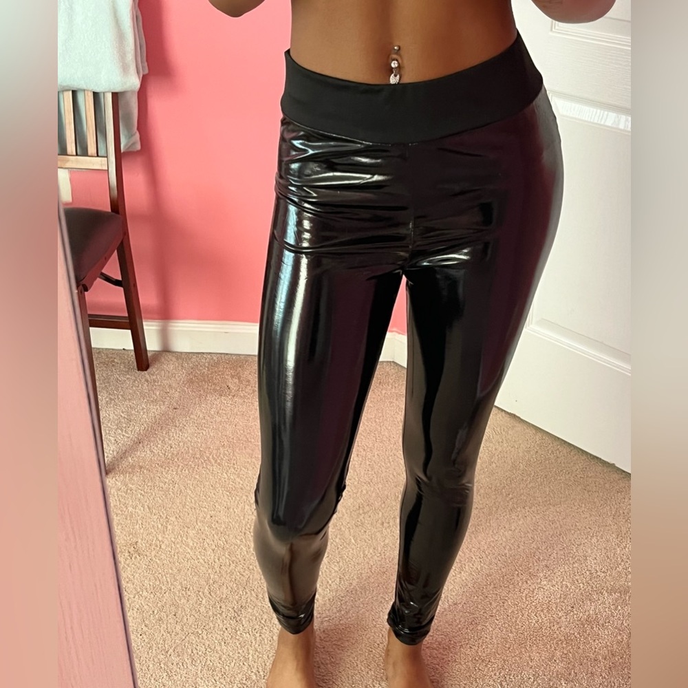 black faux leather pants size small